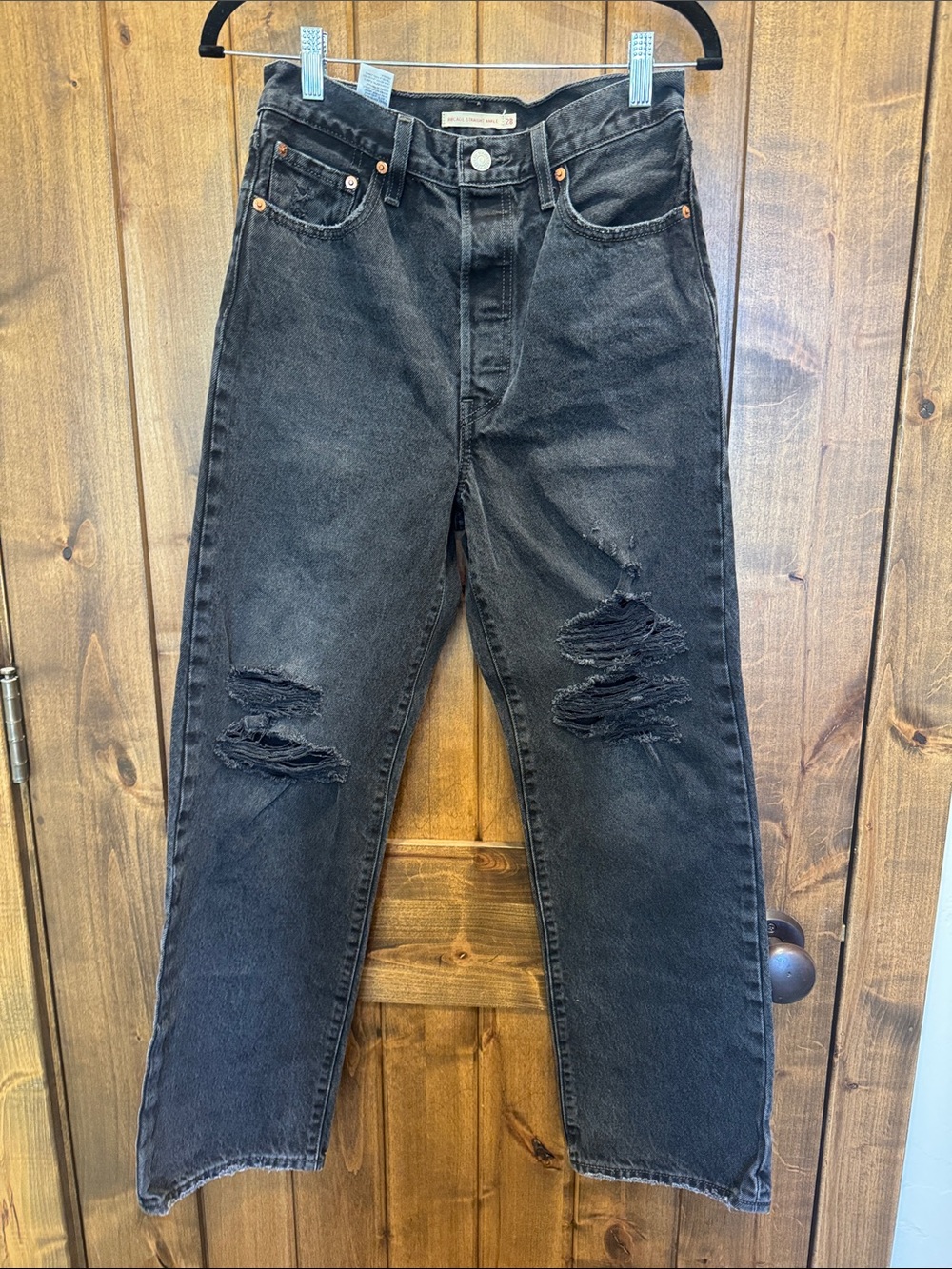 Levi's Ribcage Straight Ankle Fit Distressed Jeans